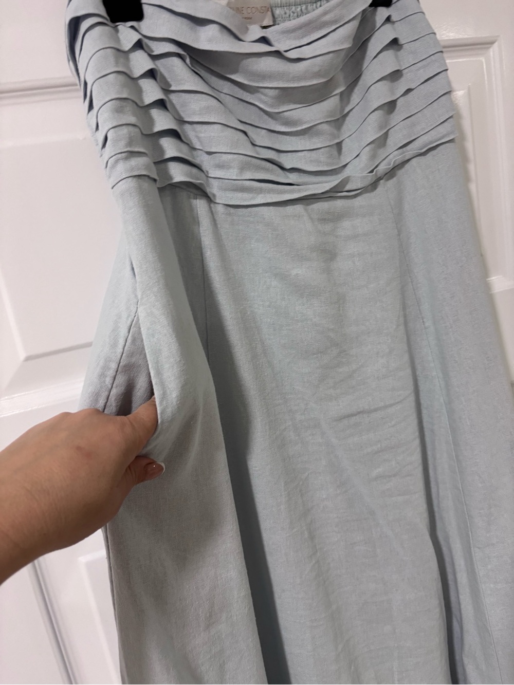 Caroline Constas Light Blue Maxi Dress with Pleated Waistband - Picture 9 of 9